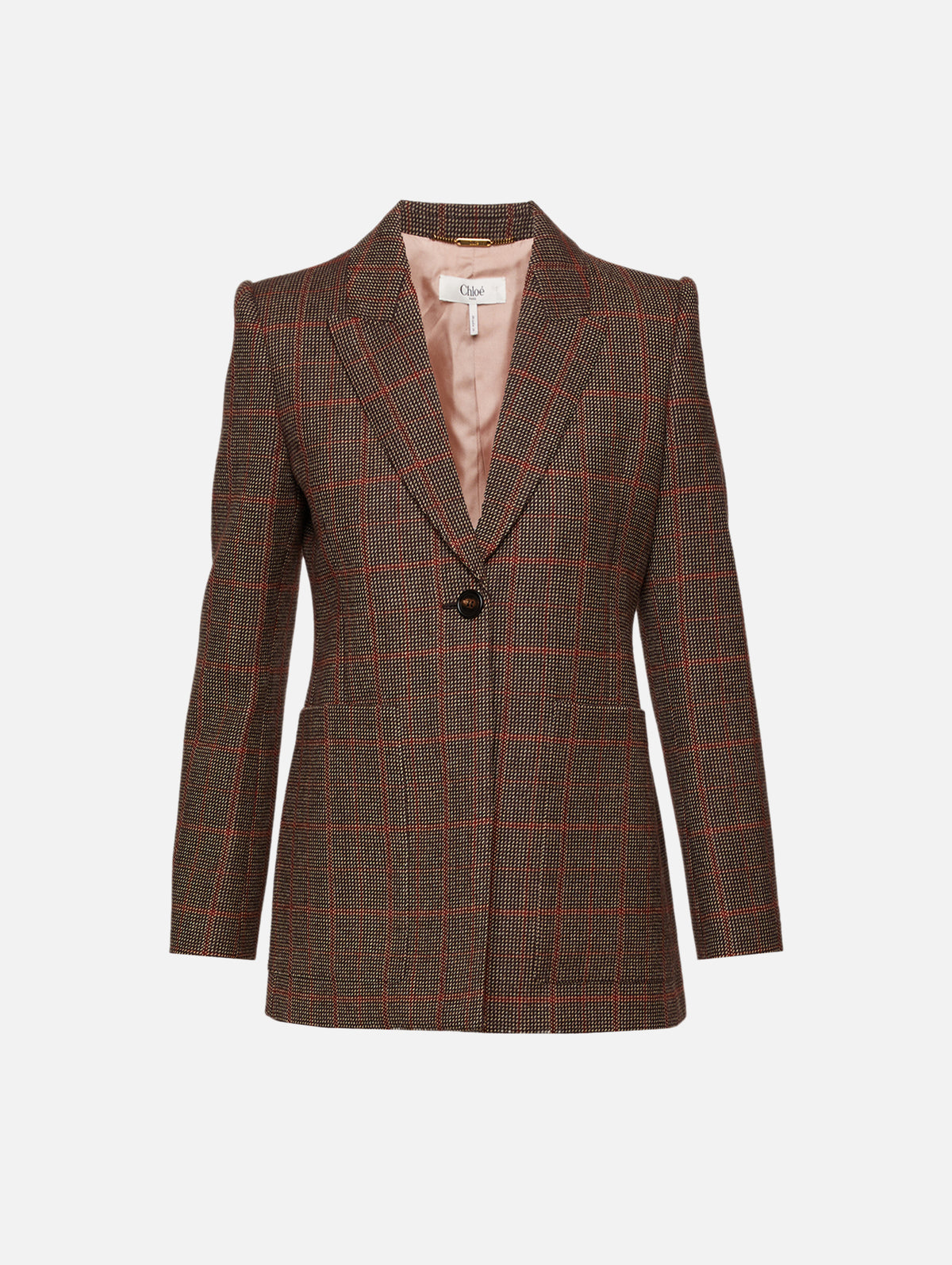 Check Blazer,CHLOÉ,BROWN/BEIGE,Image 1