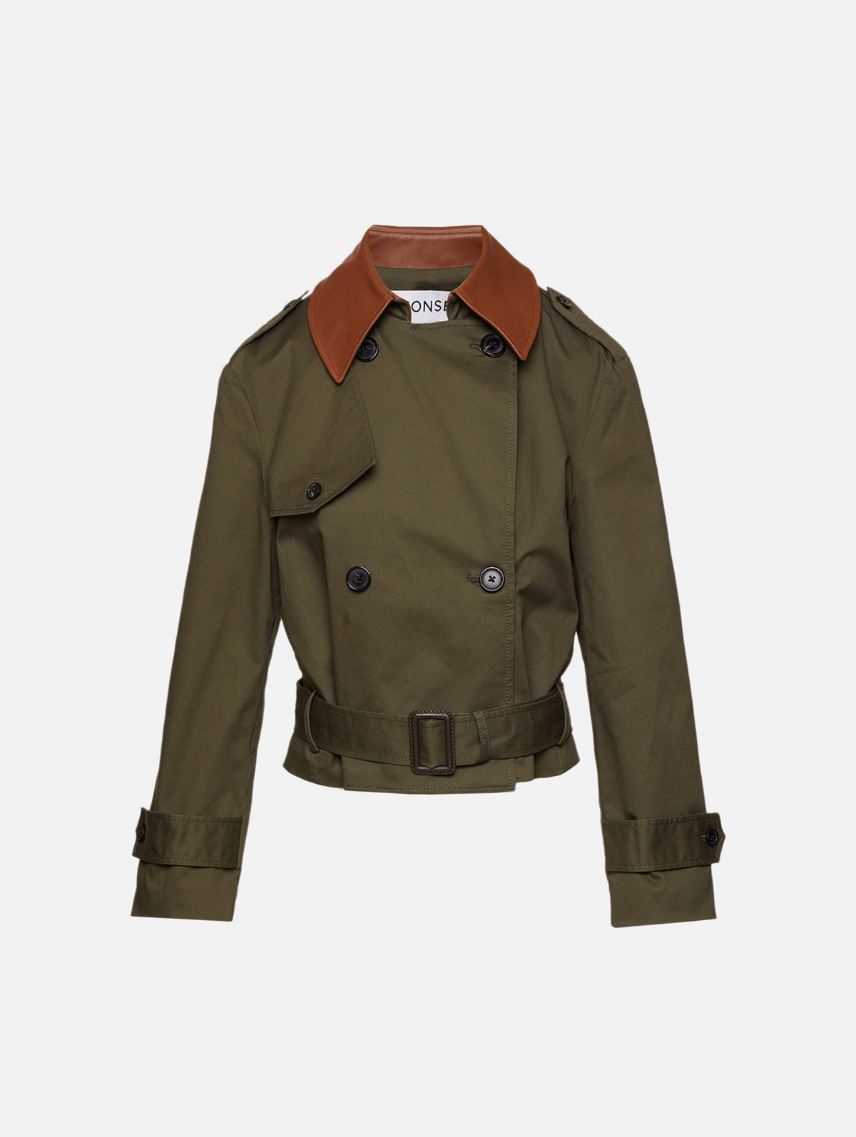 Double Cropped Trench,MONSE,OLIVE,Image 1