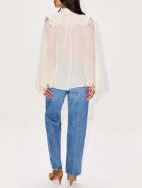 Lace Blouse,CHLOÉ,PRISTINE WHITE,Image 3