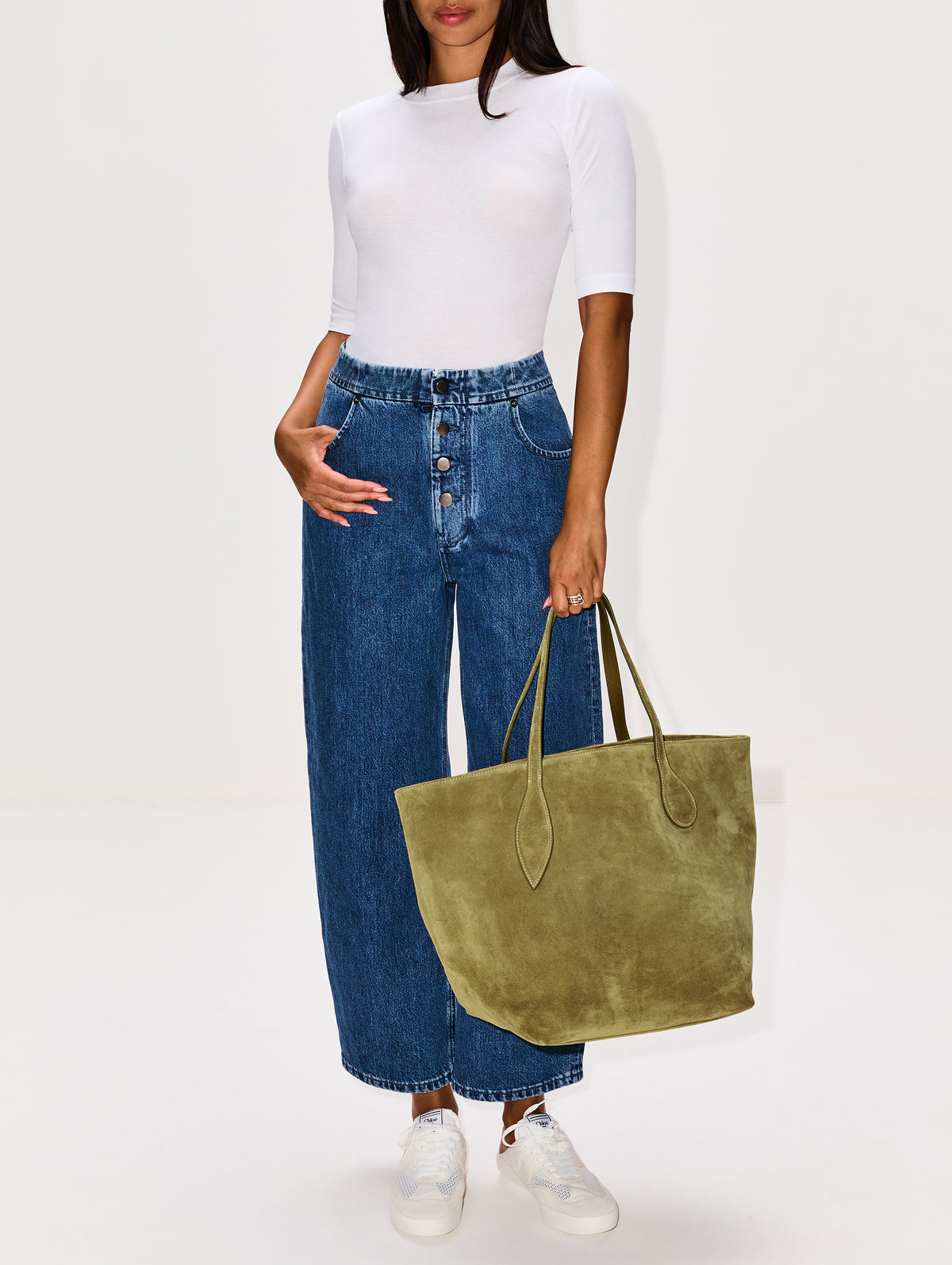 Cropped Sleeve T-Shirt,ROSETTA GETTY,WHITE,Image 2