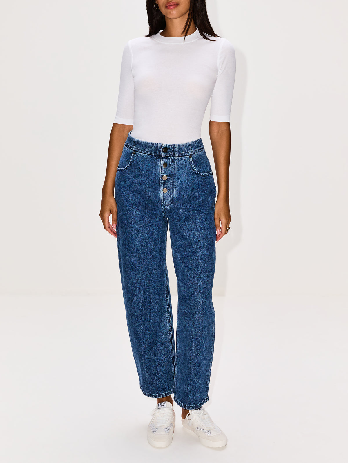 Elodie Curved Leg Jean,FFORME,DENIM BLUE,Image 2