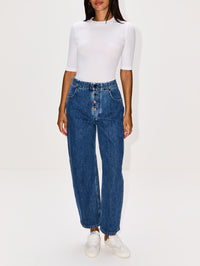 Elodie Curved Leg Jean,FFORME,DENIM BLUE,Image 2