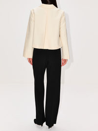 Button Up Cropped Jacket,MARNI,IVORY,Image 3