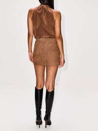 Exclusive Suede Mini Skirt,ST AGNI,TOFFEE,Image 4