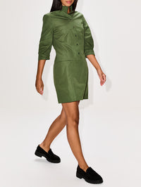 Poplin Day Dress,ALEXANDER MCQUEEN,KHAKI,Image 3