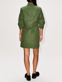 Poplin Day Dress,ALEXANDER MCQUEEN,KHAKI,Image 4