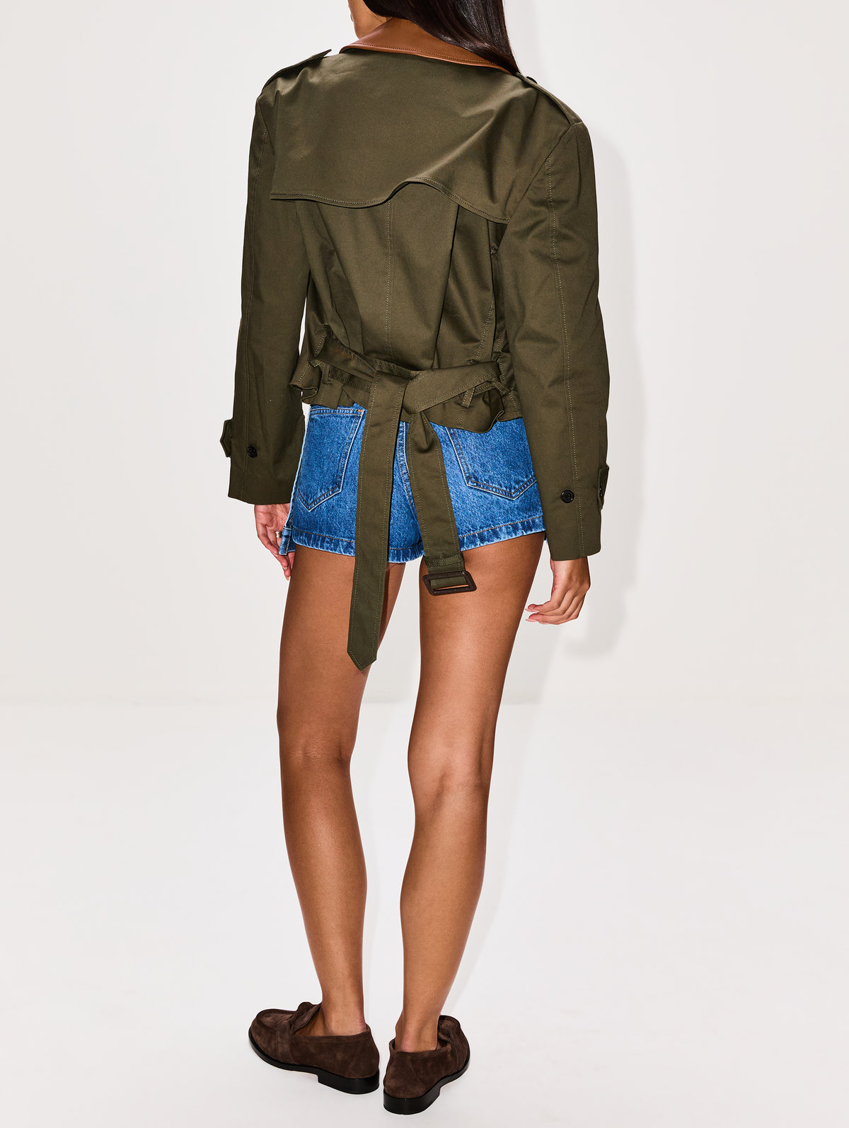 Double Cropped Trench,MONSE,OLIVE,Image 3