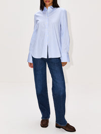 Split Back Button Down Shirt,MONSE,MULTI BLUE,Image 2