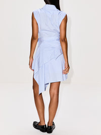 Tie Wrap Shirt Dress,MONSE,WHITE BLUE,Image 4