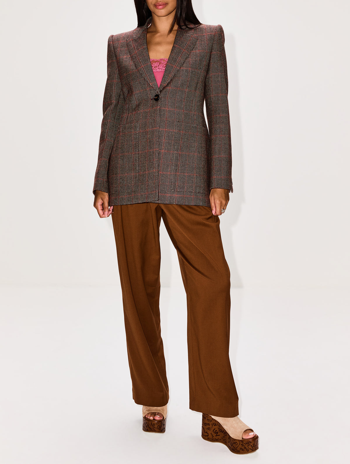 Check Blazer,CHLOÉ,BROWN/BEIGE,Image 2