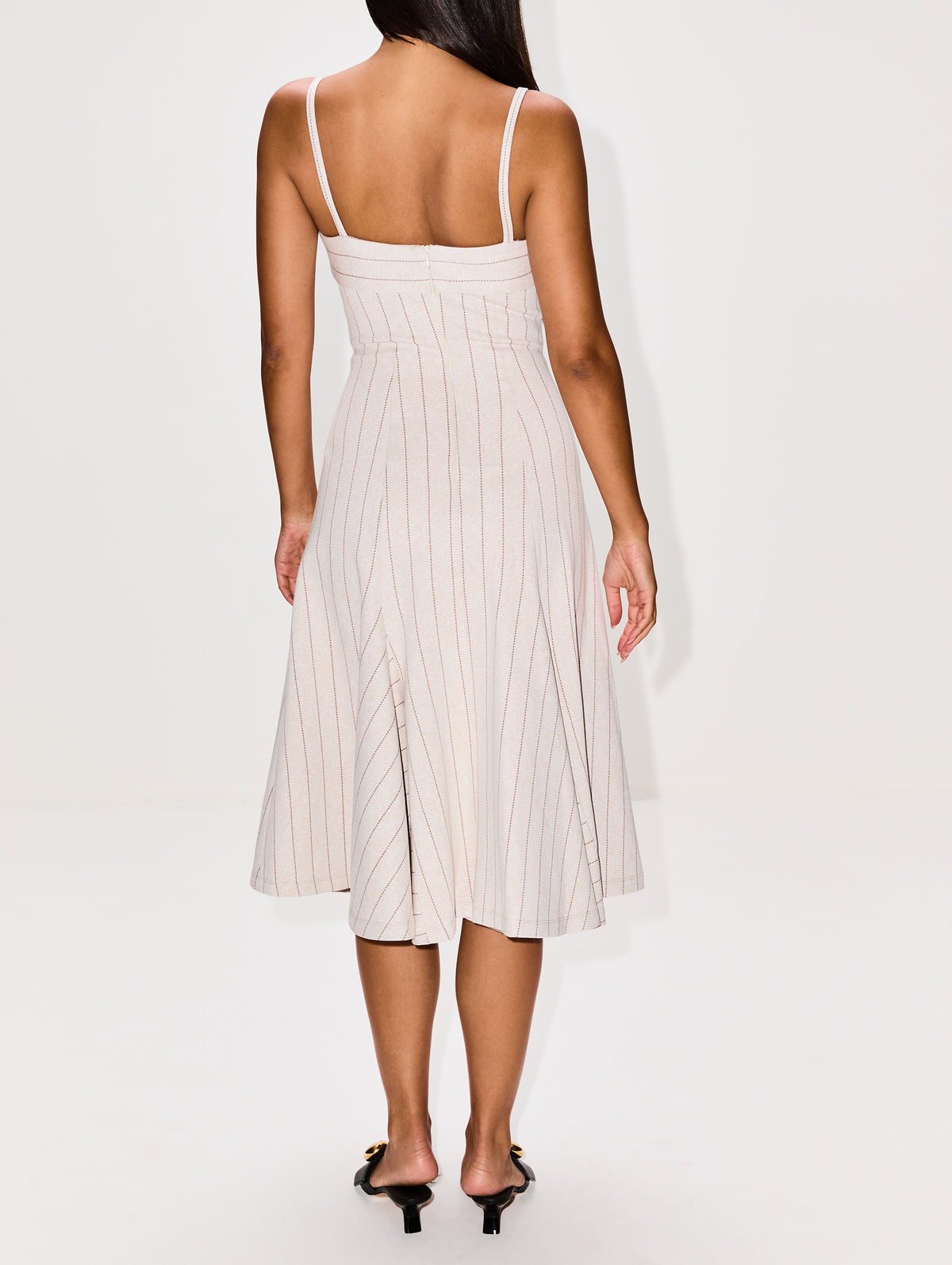 Fitted Godet Dress,ROSETTA GETTY,BEIGE/BROWN,Image 4