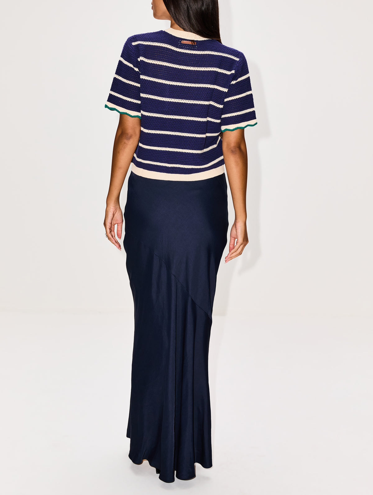 Jules Sweater T-Shirt,BIRDS OF PARADIS BY TROVATA,NAVY/ANTIQUE WHITE STRIPE,Image 3