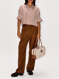Beau Canvas Top Handle Bag,MIU MIU,NATURAL/BRANDY,Image 2