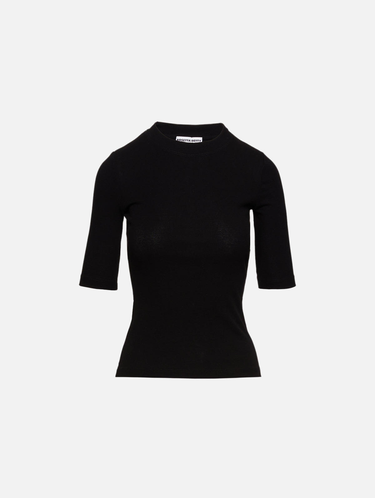 Cropped Sleeve T-Shirt,ROSETTA GETTY,BLACK,Image 1