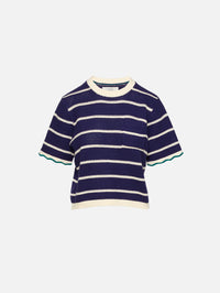 Jules Sweater T-Shirt,BIRDS OF PARADIS BY TROVATA,NAVY/ANTIQUE WHITE STRIPE,Image 1