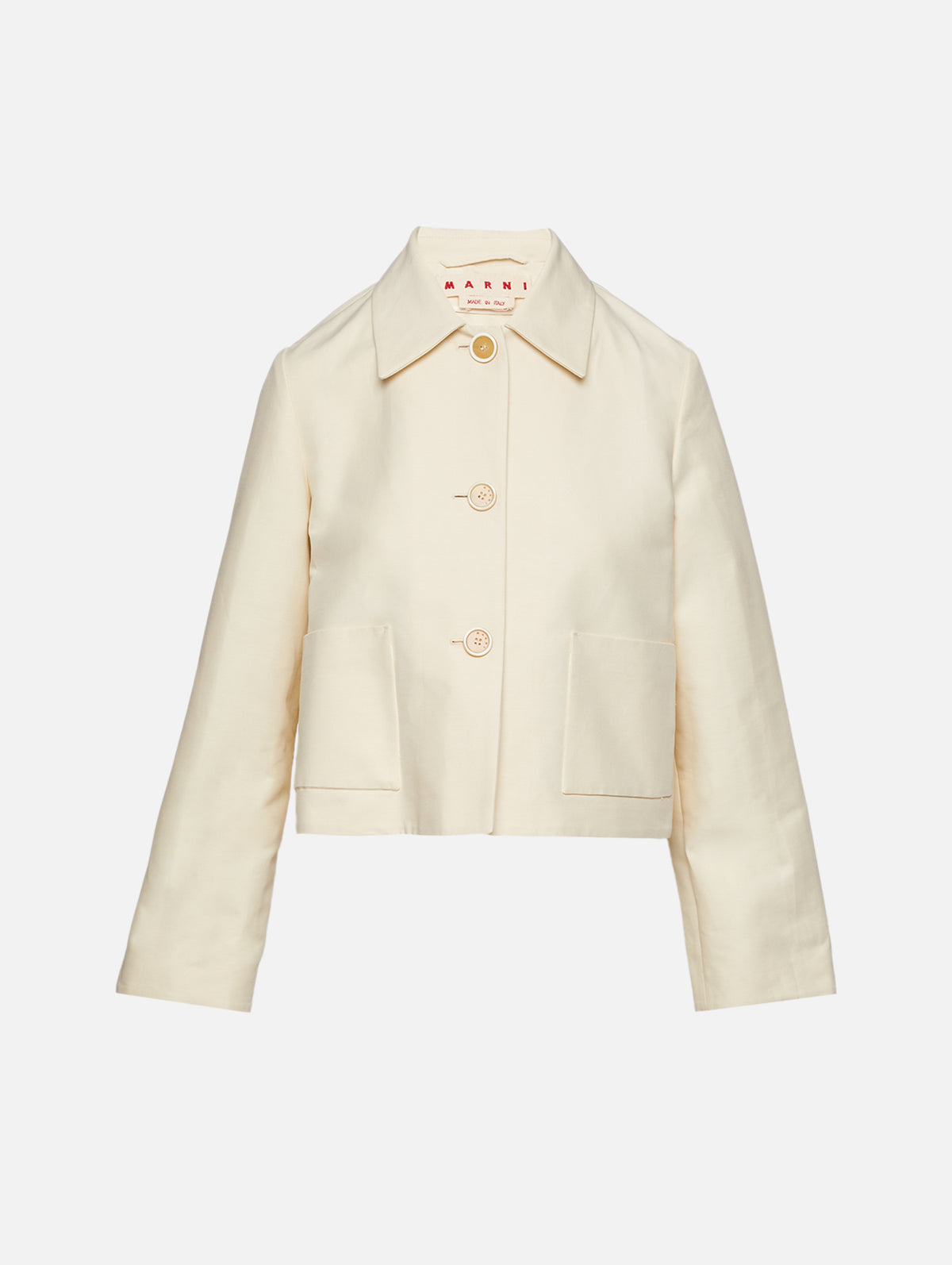 Button Up Cropped Jacket,MARNI,IVORY,Image 1