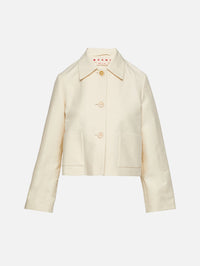 Button Up Cropped Jacket,MARNI,IVORY,Image 1