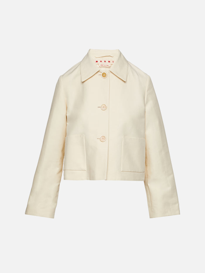 Button Up Cropped Jacket,MARNI,IVORY,Image 1