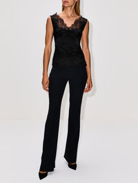 Satin Lace Tank,ALEXANDER MCQUEEN,BLACK,Image 2