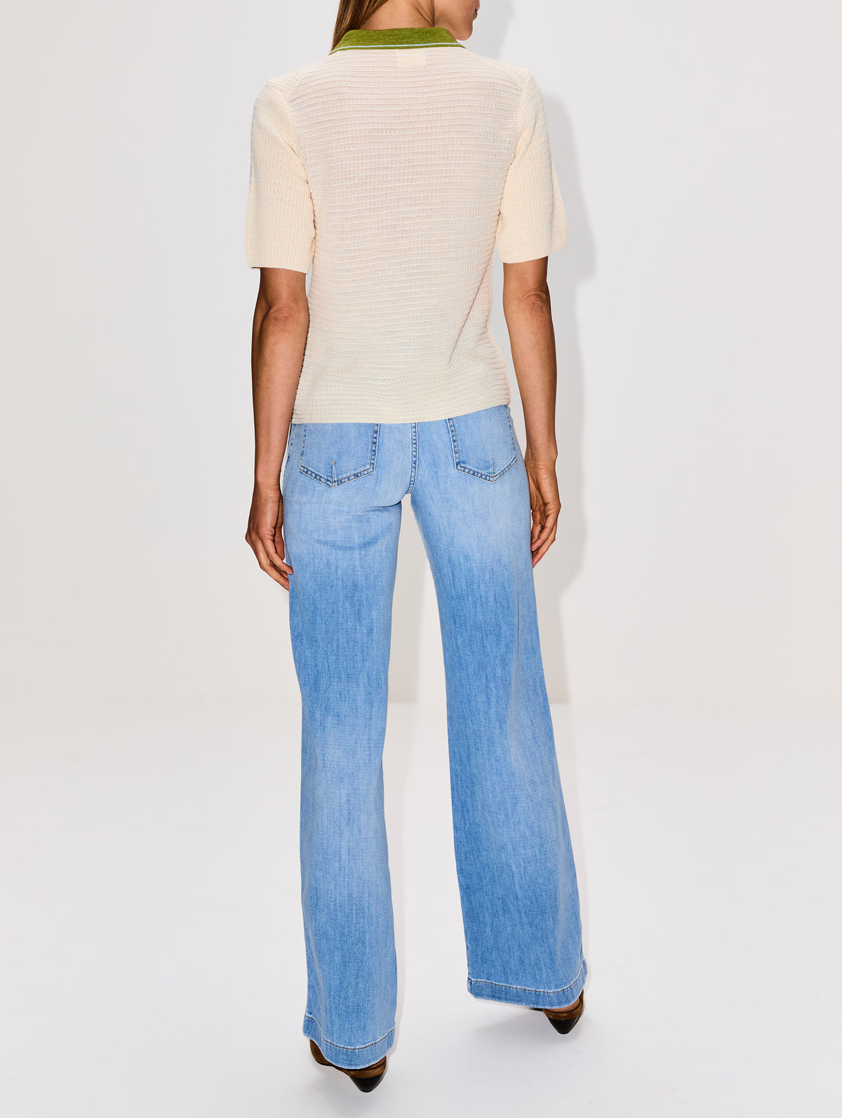 Short Sleeve Polo Top,CLOSED,ECRU,Image 3