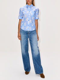 Short Sleeve Collared Shirt,MARNI,IRIS BLUE,Image 2
