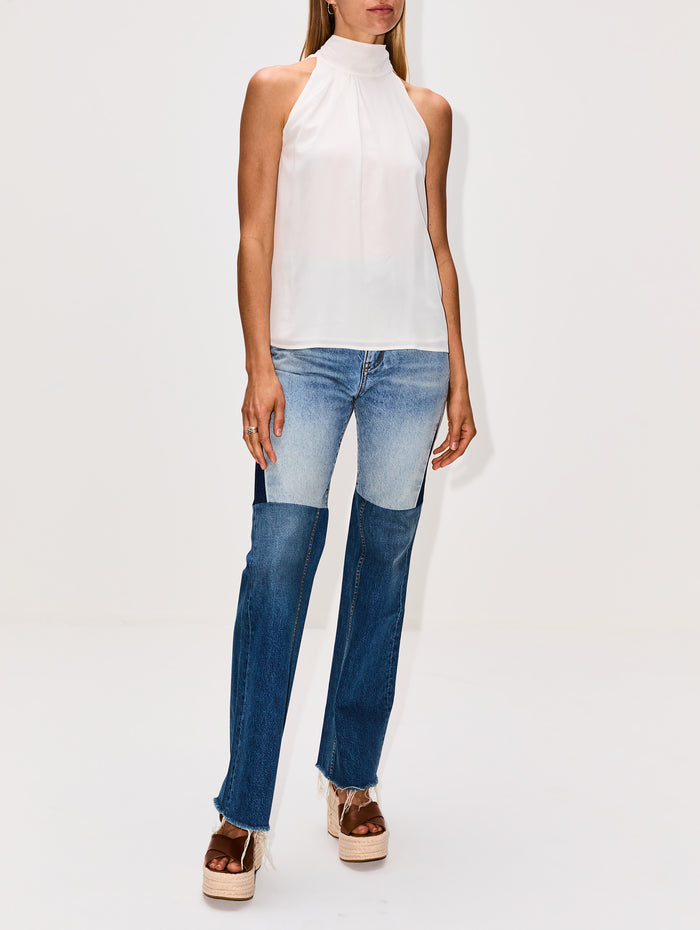 Two Tone Flare Jean,CHLOÉ,BLUE MULTICOLOUR,Image 1