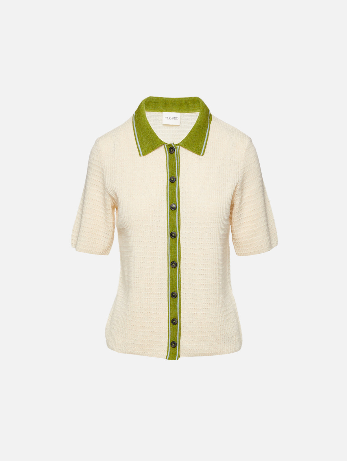 Short Sleeve Polo Top,CLOSED,ECRU,Image 1