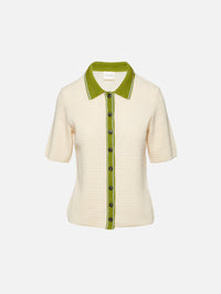 Short Sleeve Polo Top,CLOSED,ECRU,Image 1