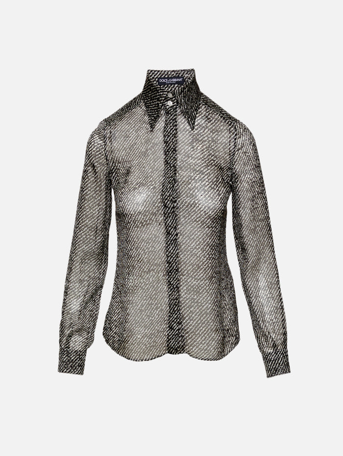 Sheer Collared Blouse,DOLCE & GABBANA,DIAGONALE,Image 1