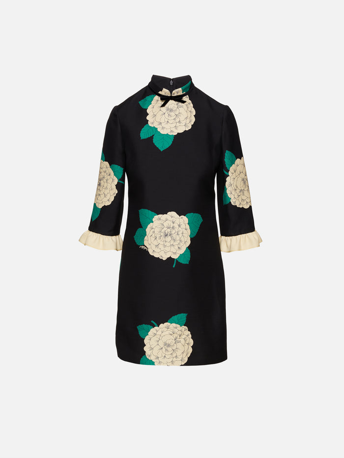 Crepe Couture Dress,VALENTINO GARAVANI,NERO/AVORIO,Image 1