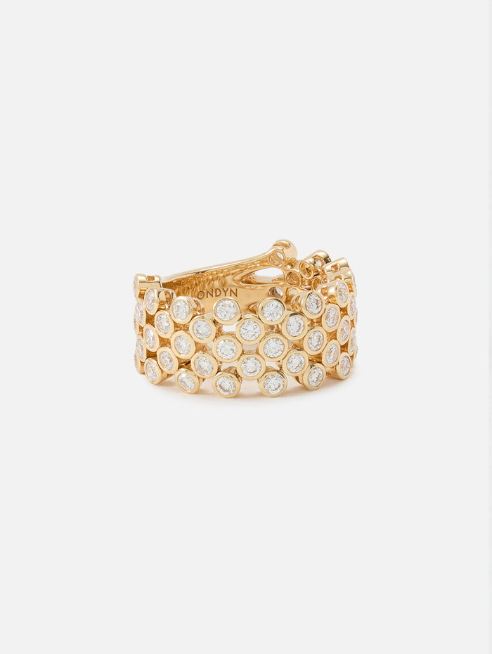 Grand Chequer Ring,ONDYN,YELLOW GOLD,Image 1