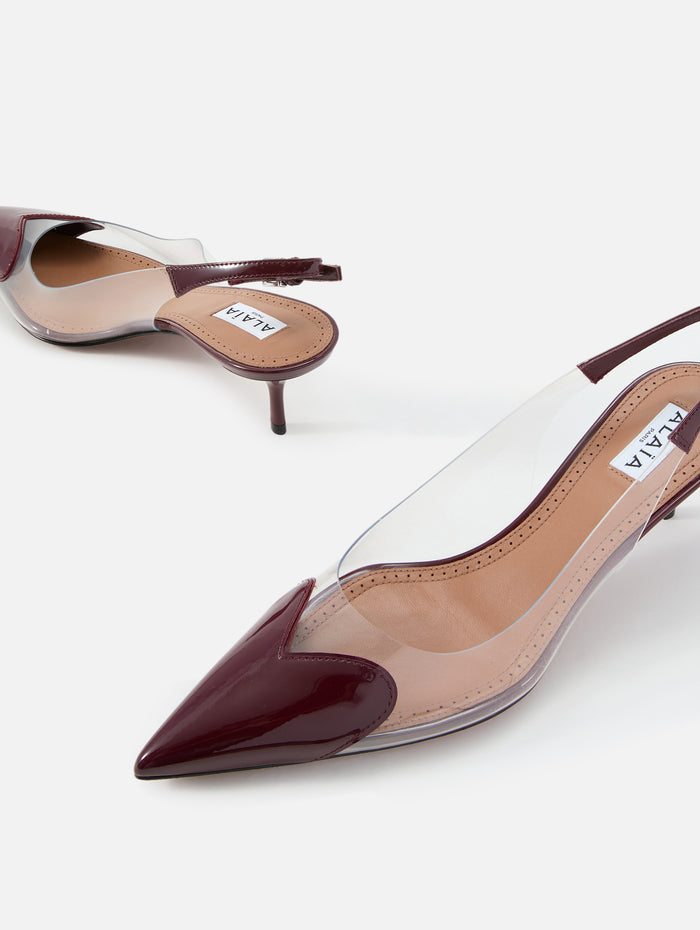 Heart Slingback 55mm,ALAIA,ROUGE GRENAT,Image 1