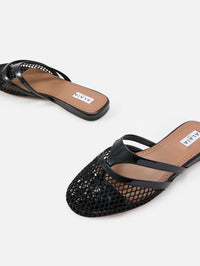 Infradito Fishnet Mule,ALAIA,BLACK,Image 2