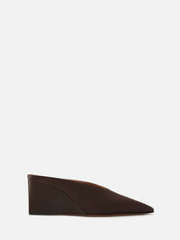 Cube Wedge Mule 75mm,ALAIA,DARK BROWN,Image 1
