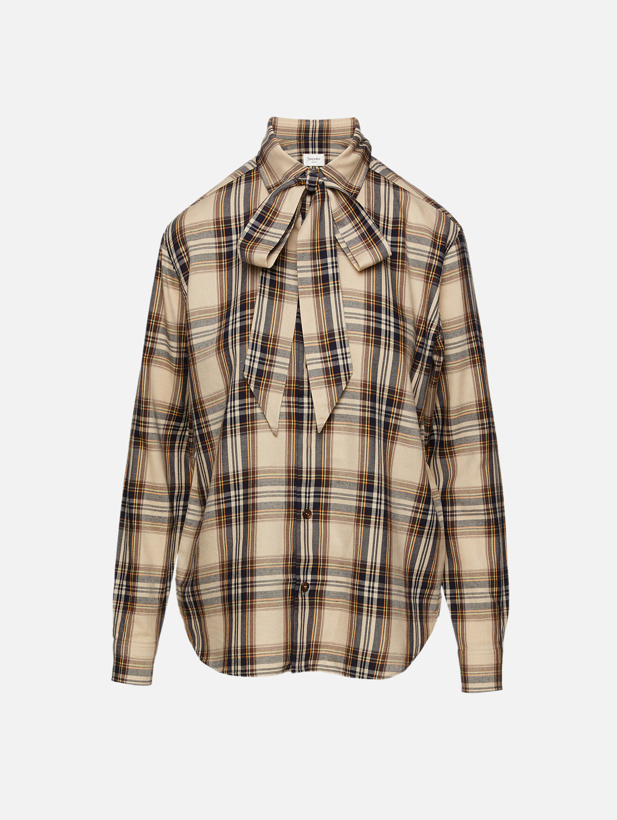 Relaxed Check Bow Blouse,SAINT LAURENT,BRIGHTON CHECKS,Image 1