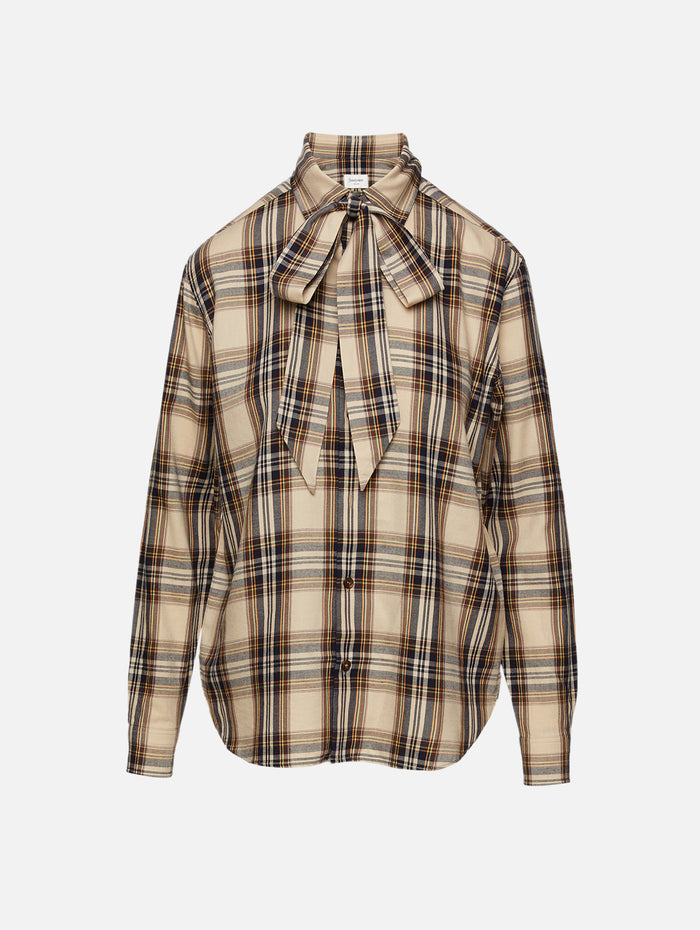 Relaxed Check Bow Blouse,SAINT LAURENT,BRIGHTON CHECKS,Image 1