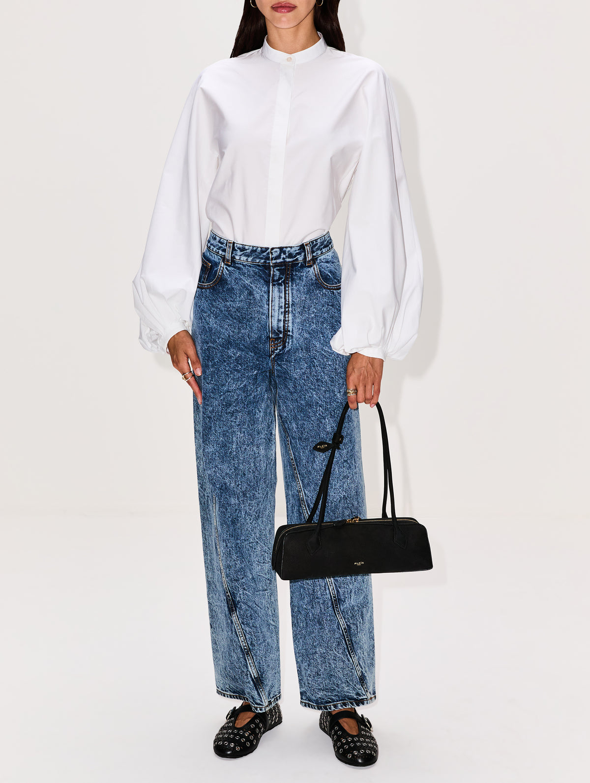 Balloon Shirt,ALAIA,BLANC,Image 2