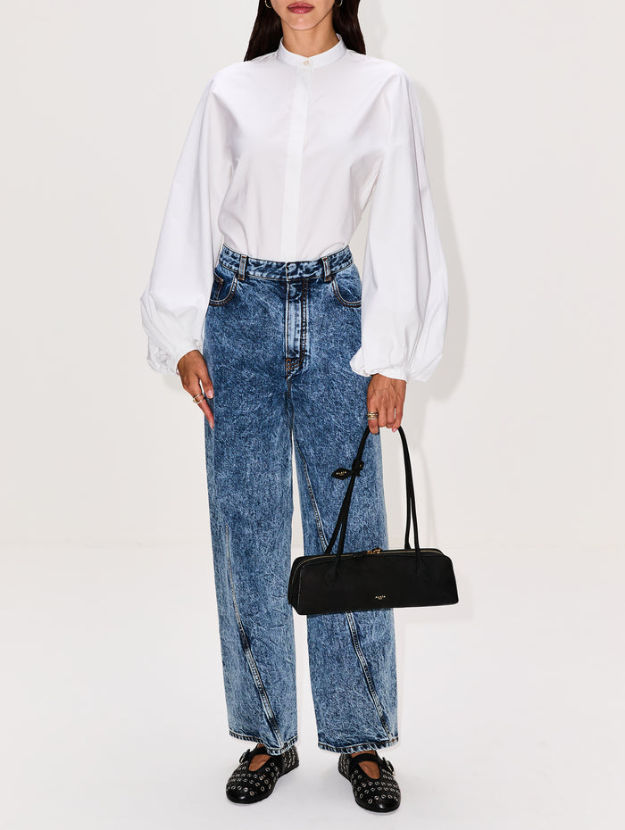 Balloon Shirt,ALAIA,BLANC,Image 1