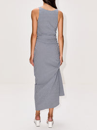 Gathered Dress,ALAIA,BLANC/BLEU,Image 4