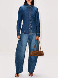 Curved Shirt,ALAIA,BLEU MINERA,Image 2