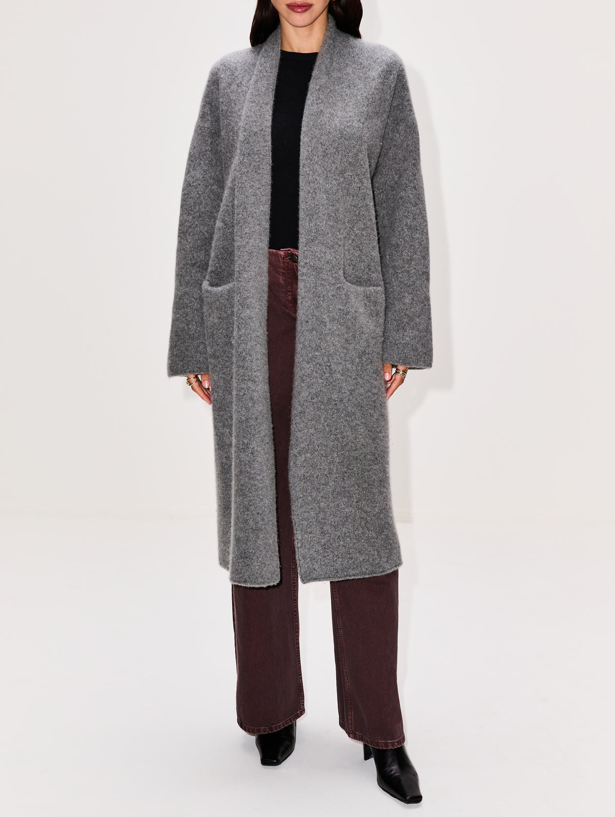 Slim Cocoon Coat,LAINEY KEOGH,GREY,Image 2