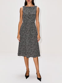 Sleeveless Chevron Dress,DOLCE & GABBANA,BLACK/IVORY,Image 2