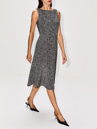 Sleeveless Chevron Dress,DOLCE & GABBANA,BLACK/IVORY,Image 3