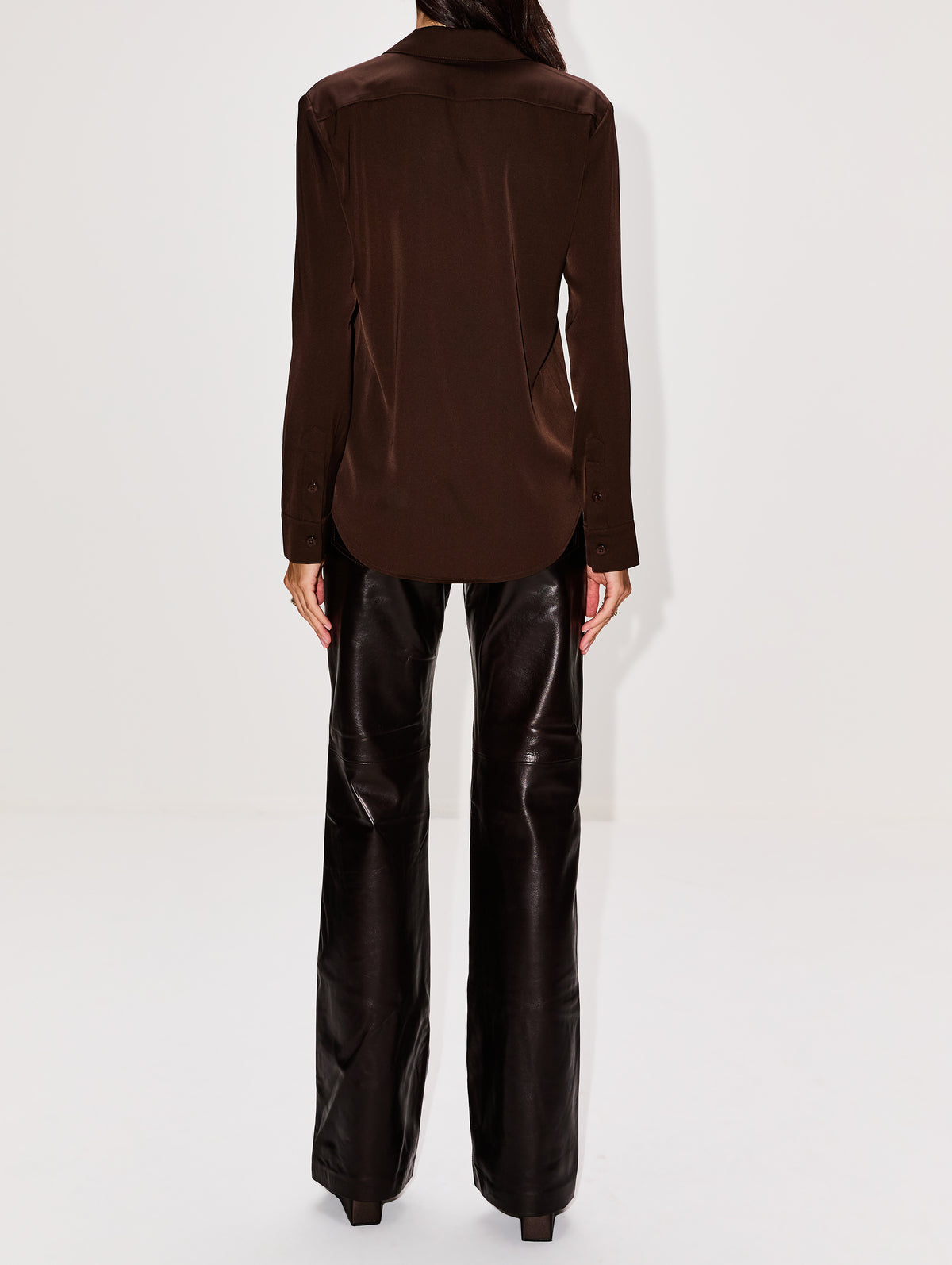 Summer Silk Blouse,ELYSEWALKER LABEL,CHOCOLATE,Image 3