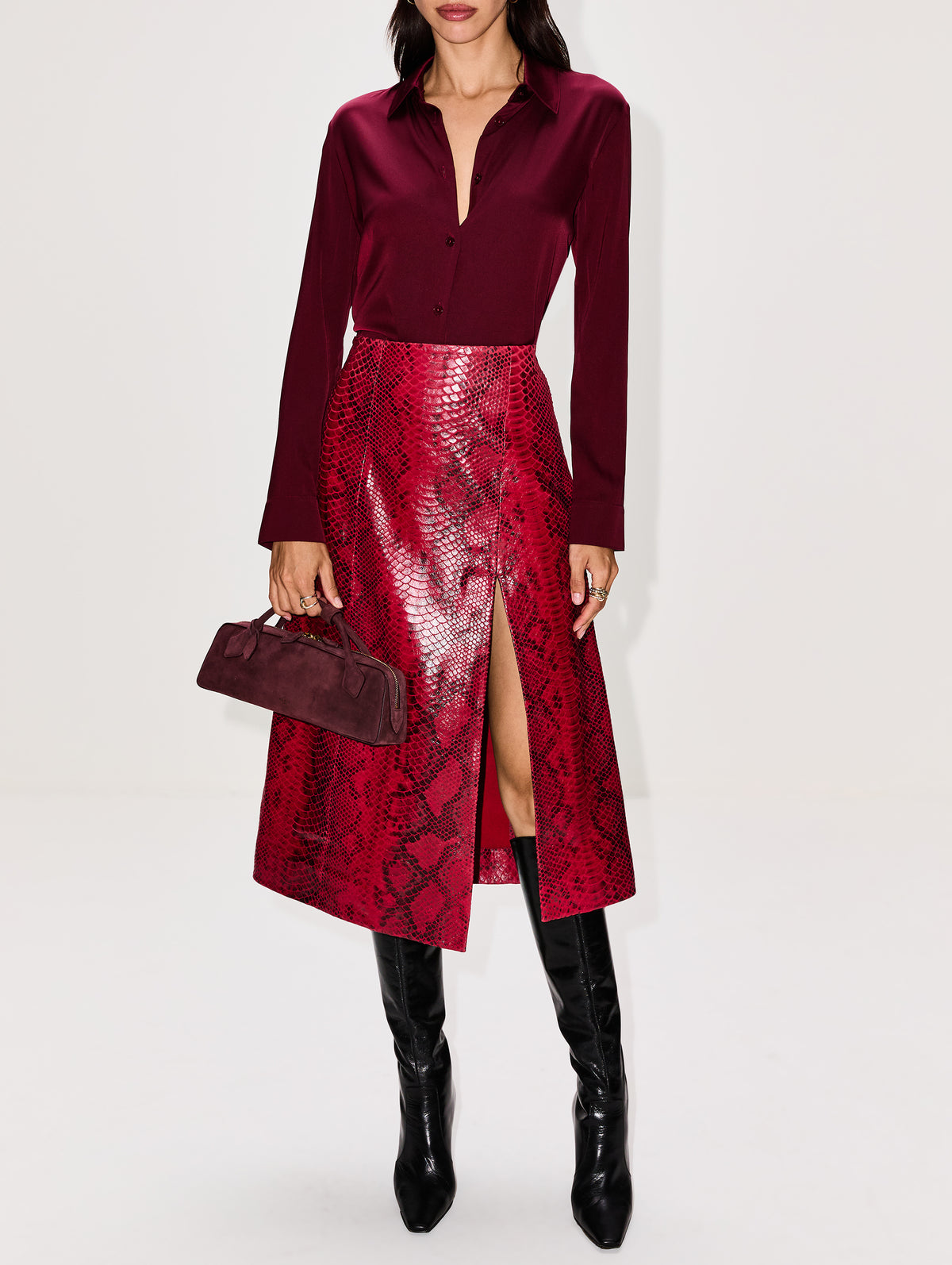 Summer Silk Blouse,ELYSEWALKER LABEL,BURGUNDY,Image 2