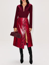 Summer Silk Blouse,ELYSEWALKER LABEL,BURGUNDY,Image 2