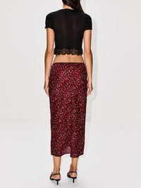 Midi Skirt,SAINT LAURENT,CRAIE ROUGE NOIR,Image 4