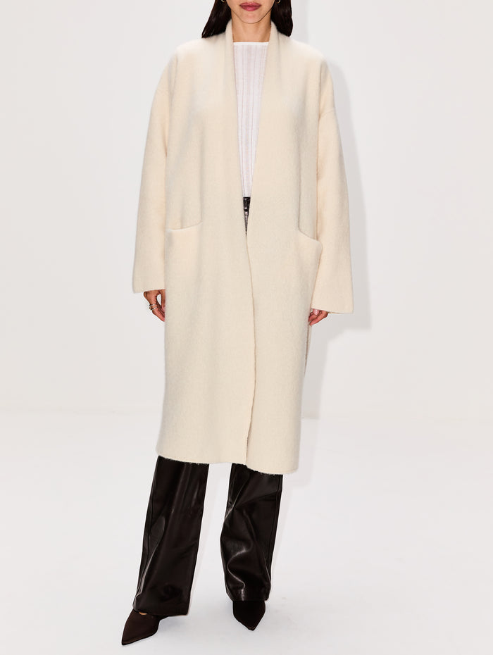 Slim Cocoon Coat,LAINEY KEOGH,IVORY,Image 1