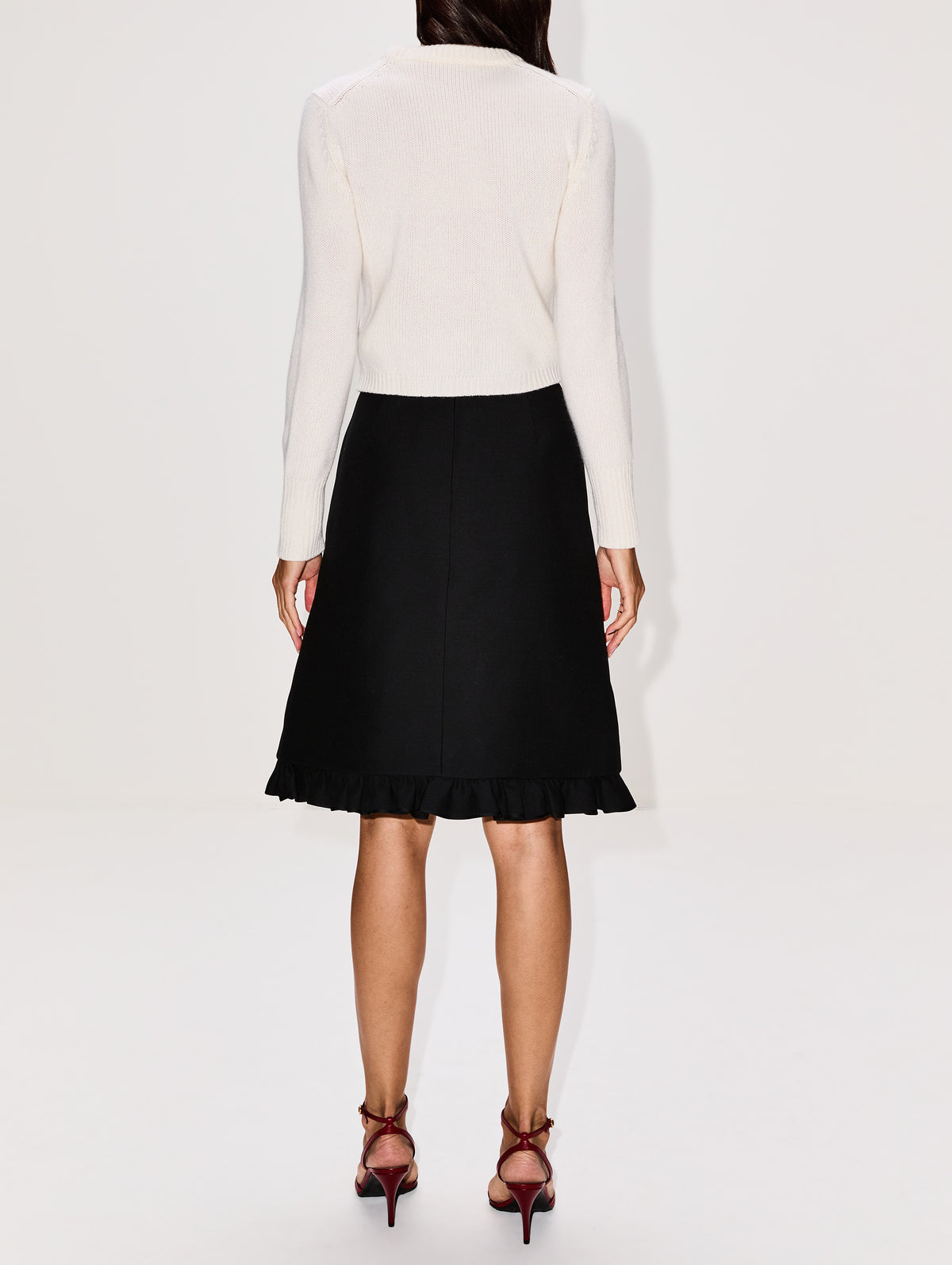 Side Ruffle Skirt,VALENTINO GARAVANI,NERO,Image 4