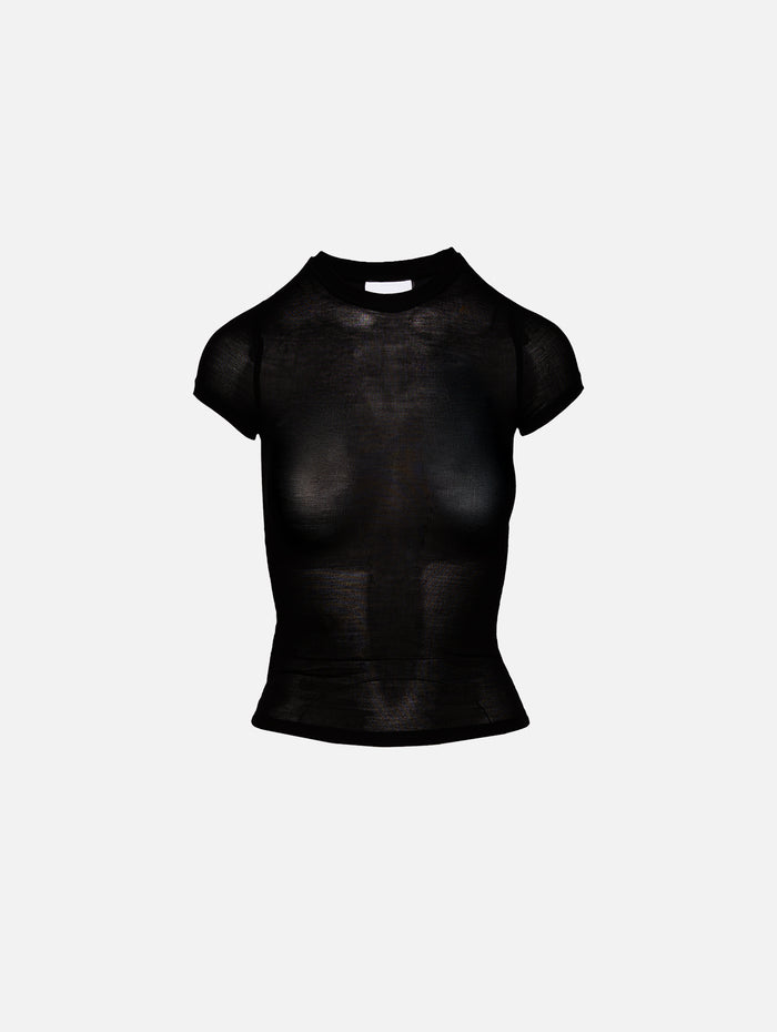 Elemental Sheer Baby Tee,PARIS GEORGIA,BLACK,Image 1